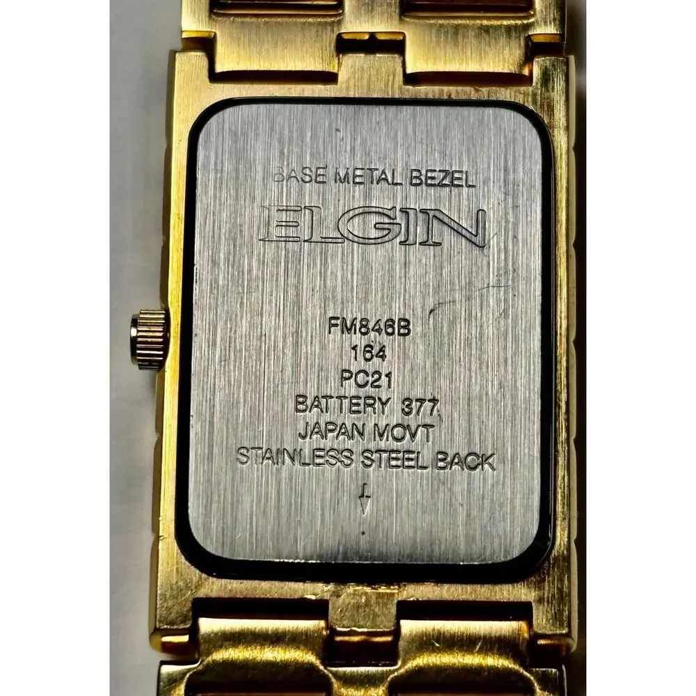 Vintage Elgin Diamond Quartz Tank Watch - New Battery - FM846B